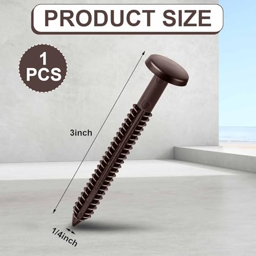 Image of Blulu 1 Pcs 3 Inch Vinyl Shutter Fastener Window Panel Peg Lok Pin Pegs Screws Shutter Spikes Anchor (Federal Brown)