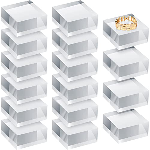 Remerry 16 Pcs Clear Acrylic Cube Blocks Square Display Block Clear Polished Acrylic Stamp Blocks...