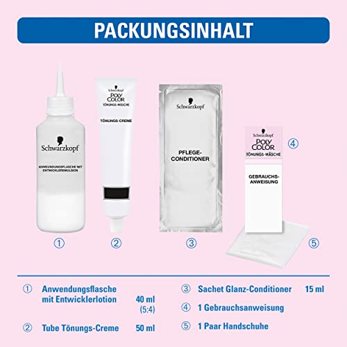 Foto von POLY COLOR Tönungs-Wäsche 33 Schokobraun Stufe 2 (3 x 105 ml), Tönungs-Creme für eine schonende Coloration dank pH-neutraler Formel, mit pflegendem Glanz-Conditioner