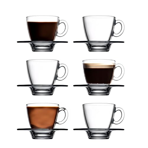 vienberg Lot de 12 verres à expresso Aqua | 6 verres + 6 soucoupes | Petits verres à café épais | Tasse à moka | Fabriqué en UE