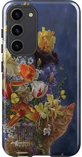 Skinit Pro Case Compatible with Samsung Galaxy S23 Plus - Nene Thomas Tabby Cat with Flowers by Nene Thomas Design