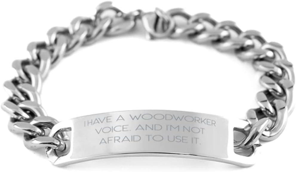 Inspire Woodworker Gifts, I Have a Woodworker Voice. And I'm Not, Unique Idea Cuban Chain Bracelet For Coworkers From Boss, Woodworker birthday gift ideas, Woodworking birthday gift, Woodworking
