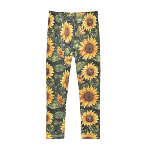 Girls Leggings Sunflower Florals Soft Toddler Leggings for Girls Kids Pants Size 4T-10T