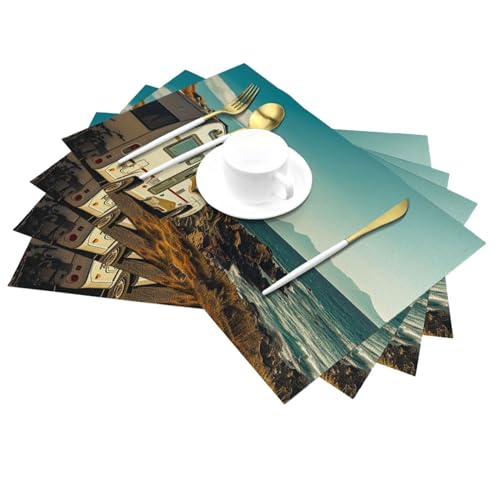 Set de table en PVC tissé durable et lavable pour table de cuisine et réceptions - 7