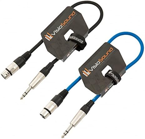 2 x Female XLR to 6.35mm Stereo Jack Lead/Balanced Signal Patch Cable / 2 Pack 3m Black/Black