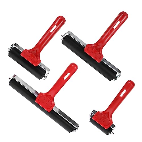 HOMSFOU Oil Painting Tool 4pcs Professional Rubber Roller Printmaking Craft Stamping