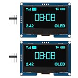 AITRIP 2PCS 2.4" 2.42 inch 128x64 OLED LCD Display Module SSD1309 12864 4 Pin IIC I2C Serial Interface for Arduino UNO R3 C51-Blue Light