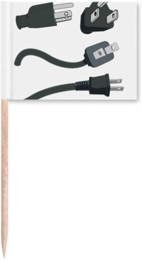 Black Charging Cable Plug Pattern Toothpick Flags Marker Topper Party Decoration