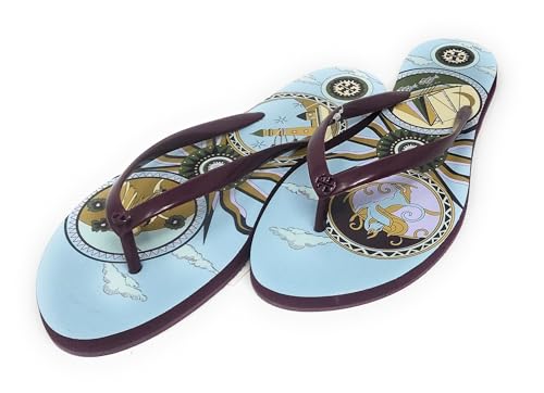 Tory Burch 144177 Women's Chelsea Flip Flop Sandals (Blue Sundial - Sedona Wine, US Footwear Size System, Adult, Women, Numeric, Medium, 8)