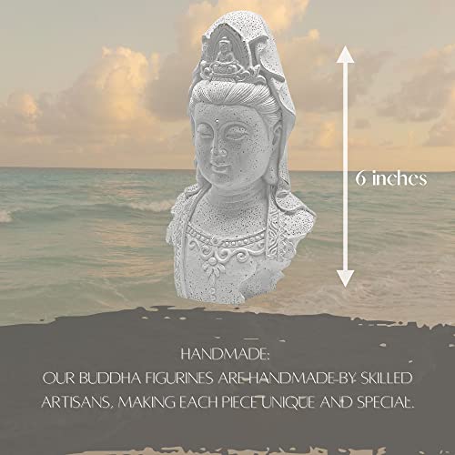 Bellaa 23750 Buddha Statue Bust Quan Yin Head Kwan Yin Kuanyin Guanyin Faux Marble Stone Sculptures Figures #TOP6