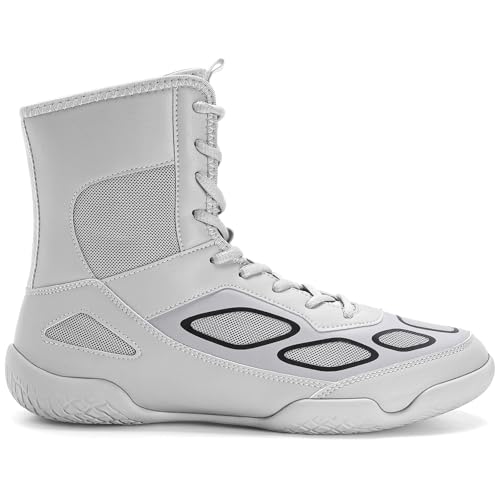Wrestling Shoes Men Boxing Shoe Fitness High Top Sneakers Wrestling Boots Silver by WESHIRUN - Image 4