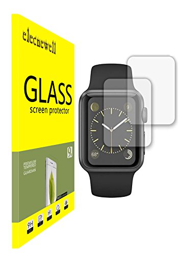 Newell [2 Pack] Apple Watch 38mm Tempered Glass Screen Protector Premium Ultra Clear Bubble-Free HD Shield (2pcs for Apple Watch 38mm)