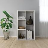 FIRBNUS Bookcase with 5 Compartments White 19.7"x9.8"x31.5" Engineered Wood Classic Bookshelf Living