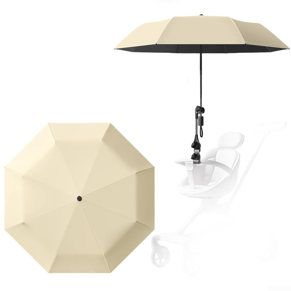 Stroller Sun Parasol UPF 50+ UV Protection Easy Clip Attachment Stable Adjustable Shade 100cm Diameter Cloth Metal Multiple Colors For Babies Outdoors(Yellow)