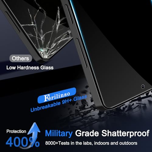 Image of Ferilinso 3 Pack Privacy Screen Protector for Samsung Galaxy S26 Plus | 9H+ Tempered Glass, Military-Grade Shatterproof, HD, Case Friendly, Easy Installation Bubble Free, with Camera Lens Protector