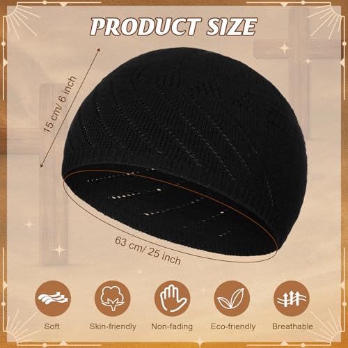Image of Boyiee Kufi Hat for Men Muslim Knit Kufi Cap Crochet Beanie Skull Beanie African Hat for Men Women