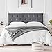 Howjoe Linen Upholstered Headboard King Size, Modern Diamond Tufting Solid Wood Cali King Headboard Only, Adjustable Height from 37” to 51” Head Board, Bed Frame or Wall Mount Headboards, Light Grey