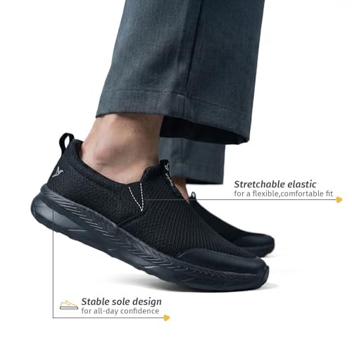 Image of YOHO Men's Walking Shoes with Memory Foam, Lightweight & Cushioned Slip on Sneakers Without Lace for Man|Comfortable & Stylish for Casual Wear Daily Use Walking & Gym SOS104