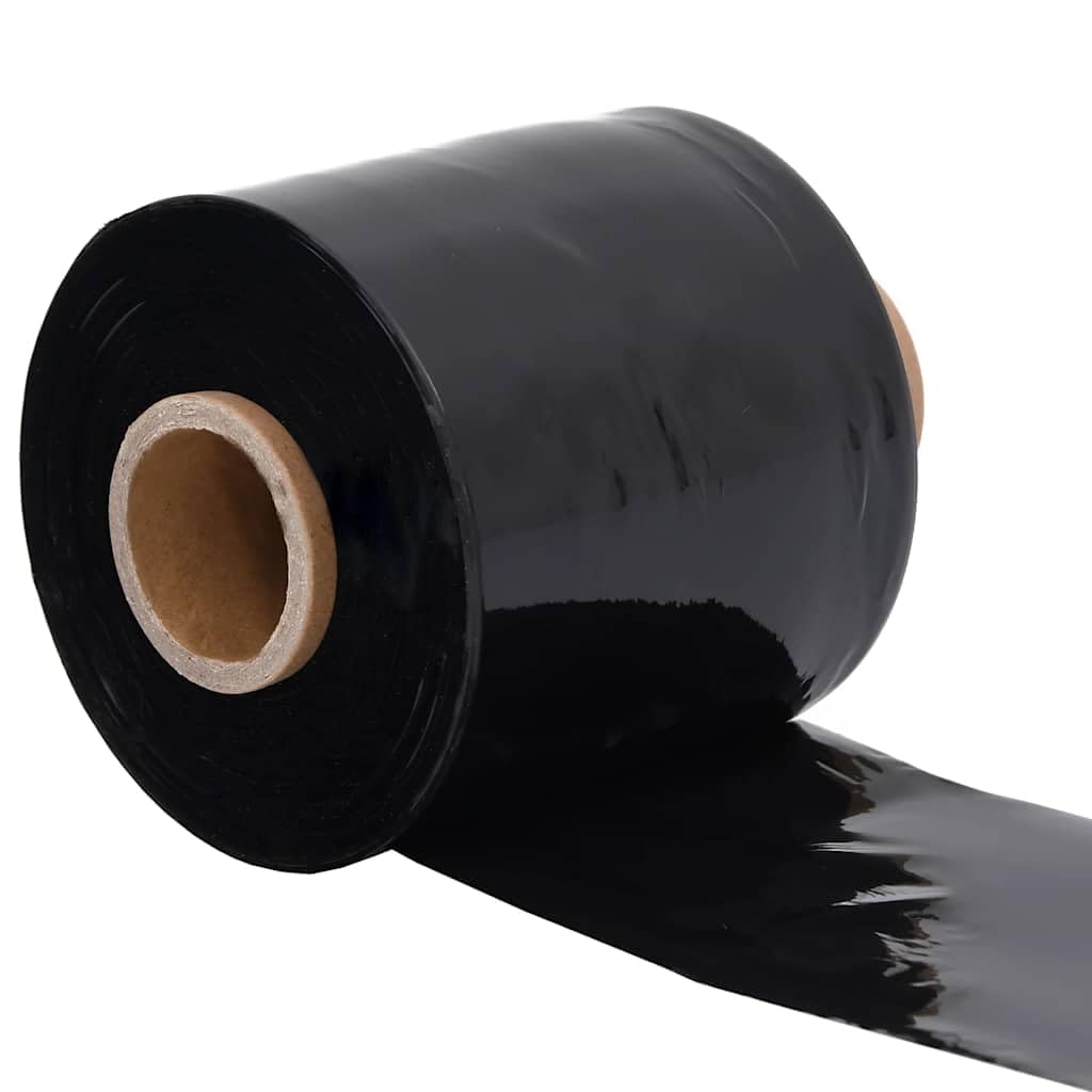 Folie stretch czarne 23 μm 10 cm x 300 m PE materiał opakowaniowy 10 szt. z uchwytem do kartonu, materiałów wysyłkowych, tapicerki i ochrony transportowej, wszechstronne zastosowanie, ochrona