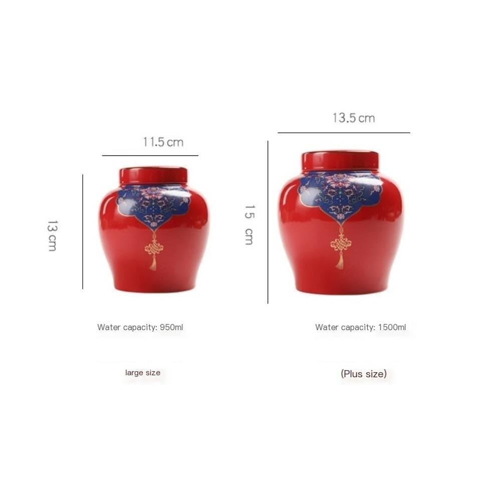 Contenitore per Il tè in Ceramica, Creativo, colorato, in Ceramica, con Coperchio, in Ceramica, sigillato, retrò, Set da tè Cinese, Barattolo Singolo per Il tè (C, Medio)