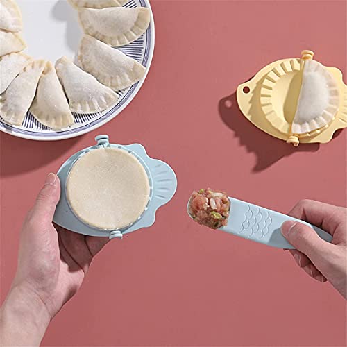 2 In 1 Diy Dumplings Maker Tools Set,Wheat Straw Jiaozi Pierogi Mold Dumpling Mold Clips Steamed Stuffed Plastic Mold And Filling Spoon Cooking Tools Set For Cooking Delicious Jiaozi #TOP23