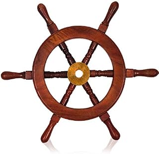 Nautical Specials Nautical Sheesham Wood Ship Wheel with Brass Center Home Decoration Gifts