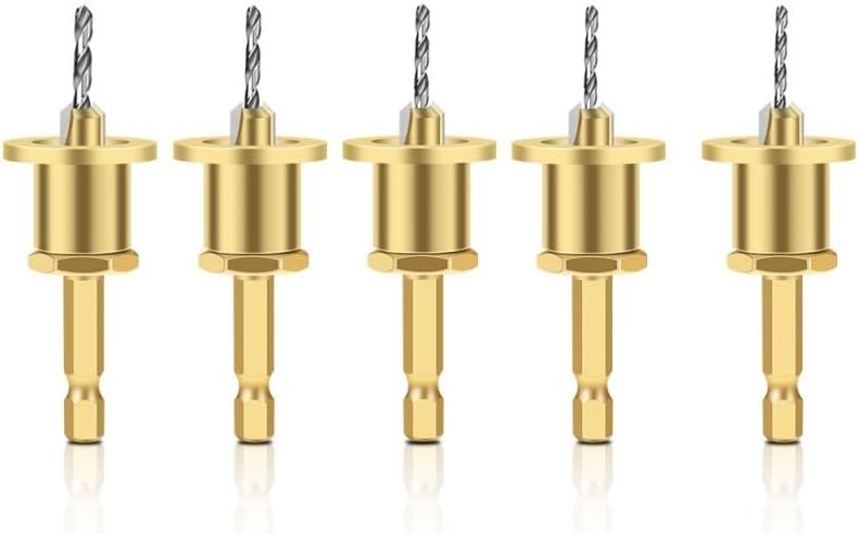 1/5Pcs Adjustable Hexagonal Handle Cutter Woodworking Tools Countersink Drill Router Bit for Wood Installation Limit Hole(2.8x10)