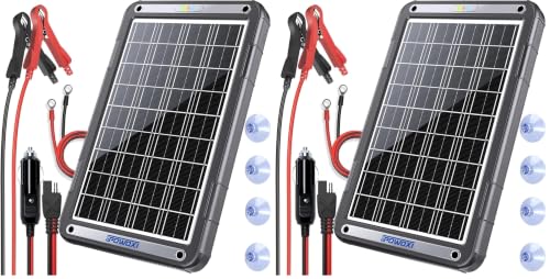 Image of POWOXI 15W 12V Solar Battery Charger Trickle Maintainer Kit for Car (Pack of 2)