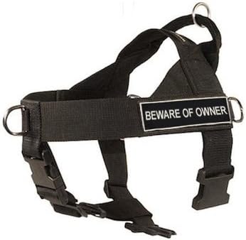 Dean & Tyler D&T UNIVERSAL BofOWNER BK-XS DT Universal Fun No Pull Dog Harness, Beware of Owner, X-Small, Fits Girth, 53cm to 64cm, Black