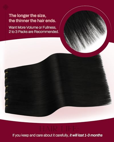 Image of Moresoo Human Hair Weft Extensions Sew in, Jet Black, 20 Inch 100g | Soft Remy human hair adds flowing length, suitable for evening events, formal dinners and elegant wave styling
