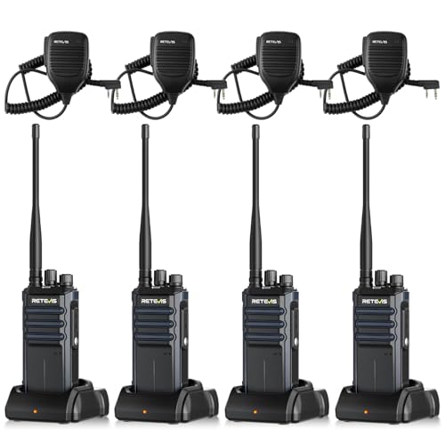 Retevis RT86A Walkie Talkie de Largo Alcance, Radio Bidireccional Profesional para Adultos, 2500 mAh, Llamada Grupal, Construcción, Logística y Transporte (Negro, 4 Piezas)