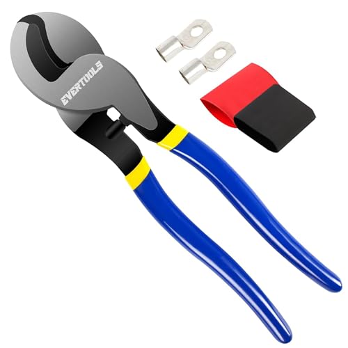 Evertools High-Leverage Cable Cutter, 10-Inch Wire Cutter for Aluminum & Soft Copper Cables, Clean-Cut Hand Tool for Electrical & Telecom Work