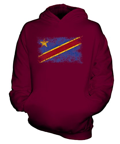 Sweat à capuche drapeau RDC délavé robuste anti-boulochage enfant