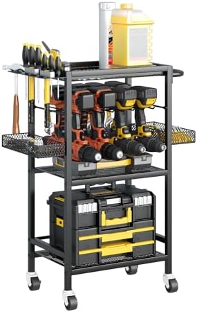 Amazon.com: JUNNUJ Large Power Tool Organizer Cart with Charging ...