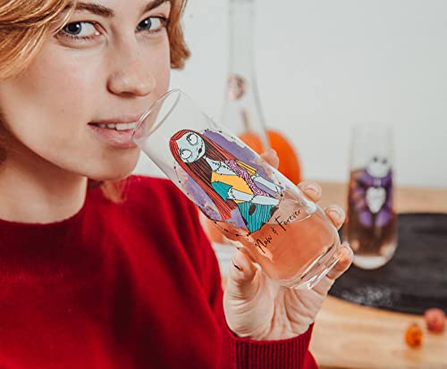 Disney The Nightmare Before Christmas Jack And Sally Stemless Fluted Glassware, Set Of 2 | Toasting Champagne Glass Cups For Wine, Mimosas | Home Barware Decor, Kitchen Essentials, Housewarming Gifts #TOP4