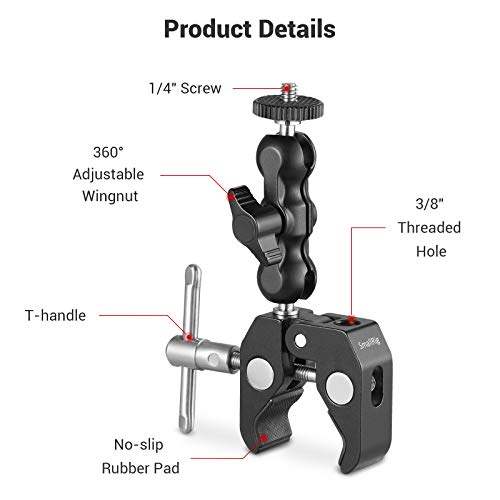 Image of SMALLRIG Multi-Functional Crab-Shaped Clamp with Ballhead Magic Arm (137x86x20 mm) 2164