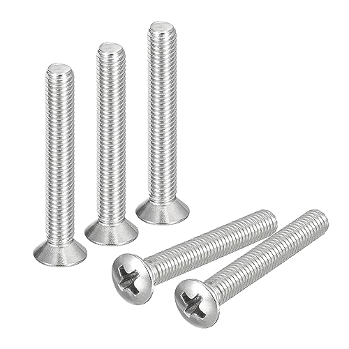 QUARKZMAN M5x35mm Tornillos Máquina Phillips Cabeza Ovalada 25uds Acero Inoxidable 304 Cabeza Avellanada Ligeramente Elevada