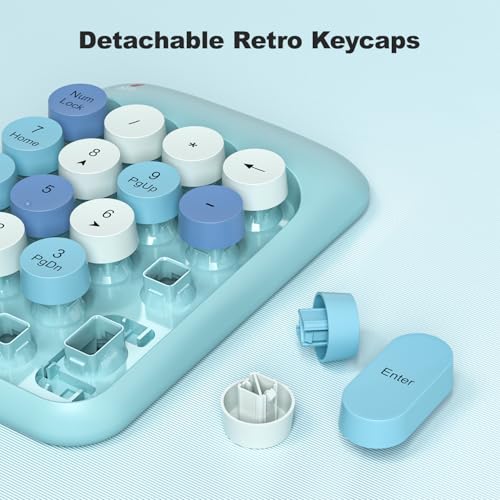 Image of MOFII Wireless Number Pads - Blue Numeric Keypad 18 Keys USB 2.4G Round Keycap Colorful Extensions Keypads, Financial Accounting Portable Numpad 10 Key for Laptop /PC /Notebook /Surface Pro