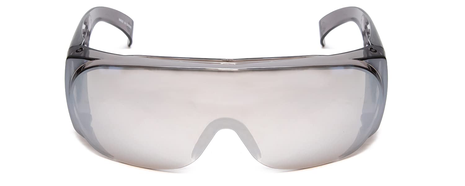 Calabria 1003 Szerokie dopasowane okulary ochronne UV w Silver Mirror by Calabria