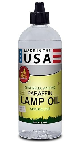 Ner Mitzvah Citronella Scented Lamp Oil, 32 Ounce Smokeless and Odorless Insect and Mosquito Repellent Paraffin Lamp Oil for Indoor and Outdoor Lanterns, Torches and Oil Candle