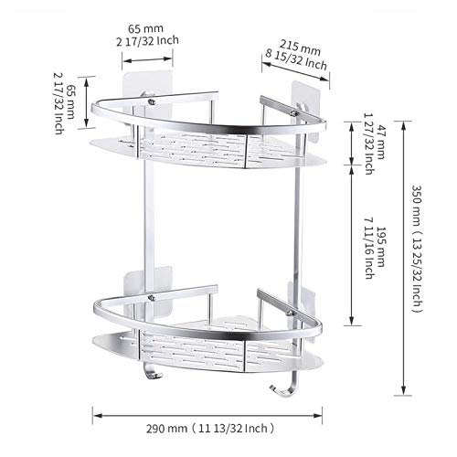 Bathroom Corner Shelves No Drilling Wall Mounting Aluminum 2 Tier Shower Organizer Caddy Adhesive Storage Basket Bathroom And Kitchen Accessories #TOP1