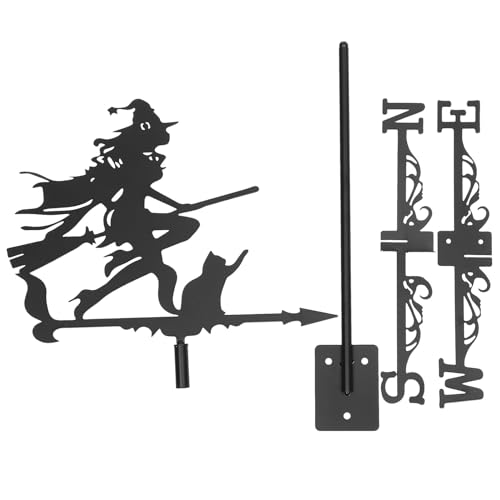 DOITOOL Wetterfahne Böse Hexe aus Edelstahl Metall Dachdeko Windrichtungsanzeiger für Garten und Außenbereich