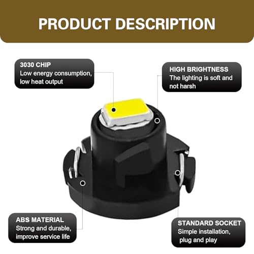 10 LED T4.2 para tablero de auto, luz blanca miniatura 3