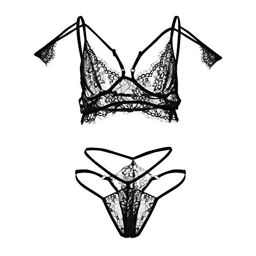 Lingerie sexy femmes avec ensemble de soutien-gorge et string transparent
