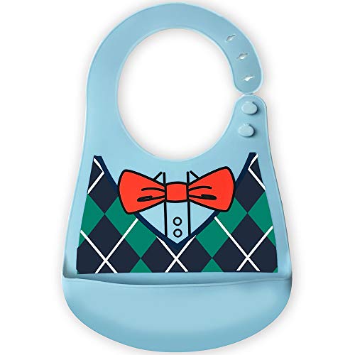 Little Dimsum Silicone Baby Bibs Soft Comfortable Baby Food Bibs Waterproof Feeding Bibs Toddlers Adjustable Silicone Bibs Baby with Food Catcher Easy Wipes Clean