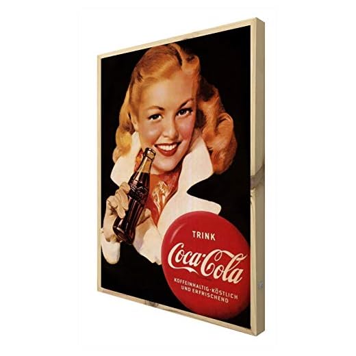 CCRETROILUMINADOS Trink Coca Cola Cuadro con Marco de Madera Retroiluminado, Metacrilato, Multicolor, 80 x 60