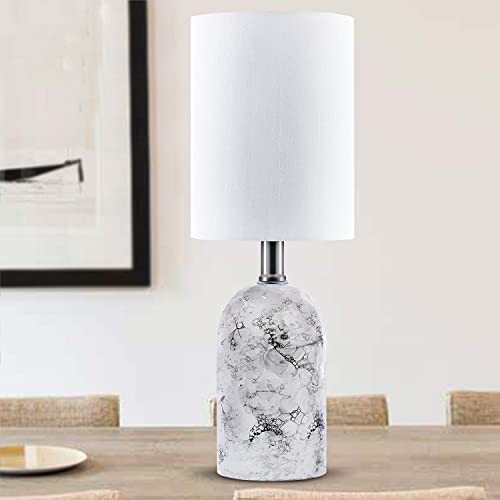 Euo 16.8” Small Ceramic Bedside Lamp For Nightstand, Marble White Ceramic Table Lamp For Living Room #TOP1