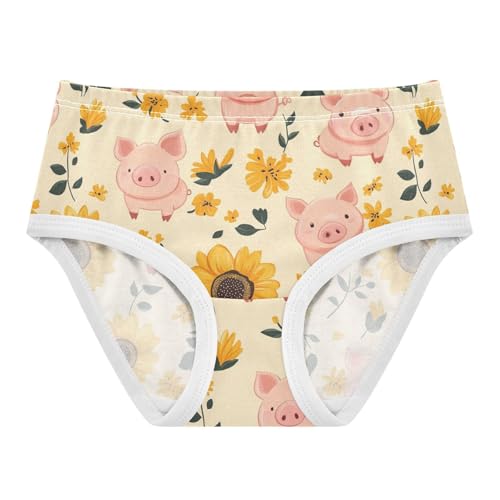 Wusikd Cute Pigs Girls' Underwear Cotton Sunflower Girls Briefs Soft Toddler Underwear 2T