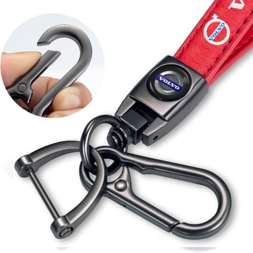 Image of Car Leather Keychain Key Ring Accessories red