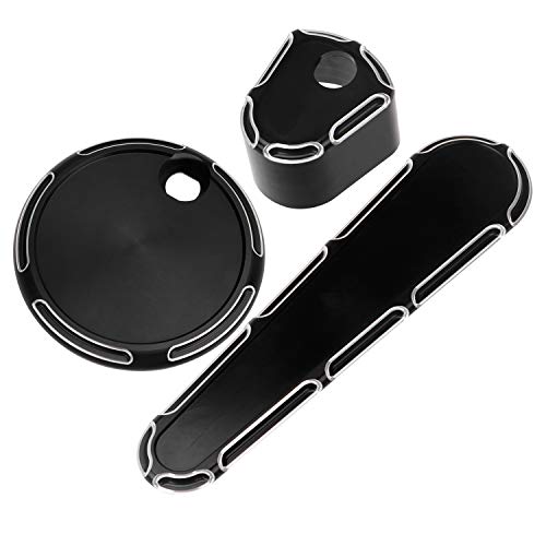 Black Edge Cut Billet Fuel Door & Dash Insert & Ignition Switch Cover For Harley Electra Glides,Street Glide,Road Glides,Tri-Glides,2008-2013